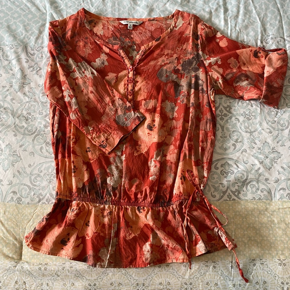 Croft & Barrow Peasant Top | Burnt Orange | Small